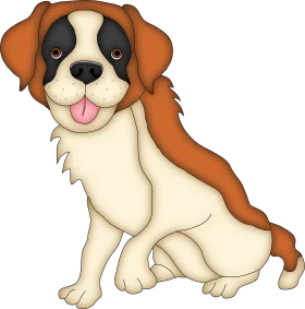 Adorable Saint Bernard Puppy Cartoon Clipart - Friendly Furry Friend