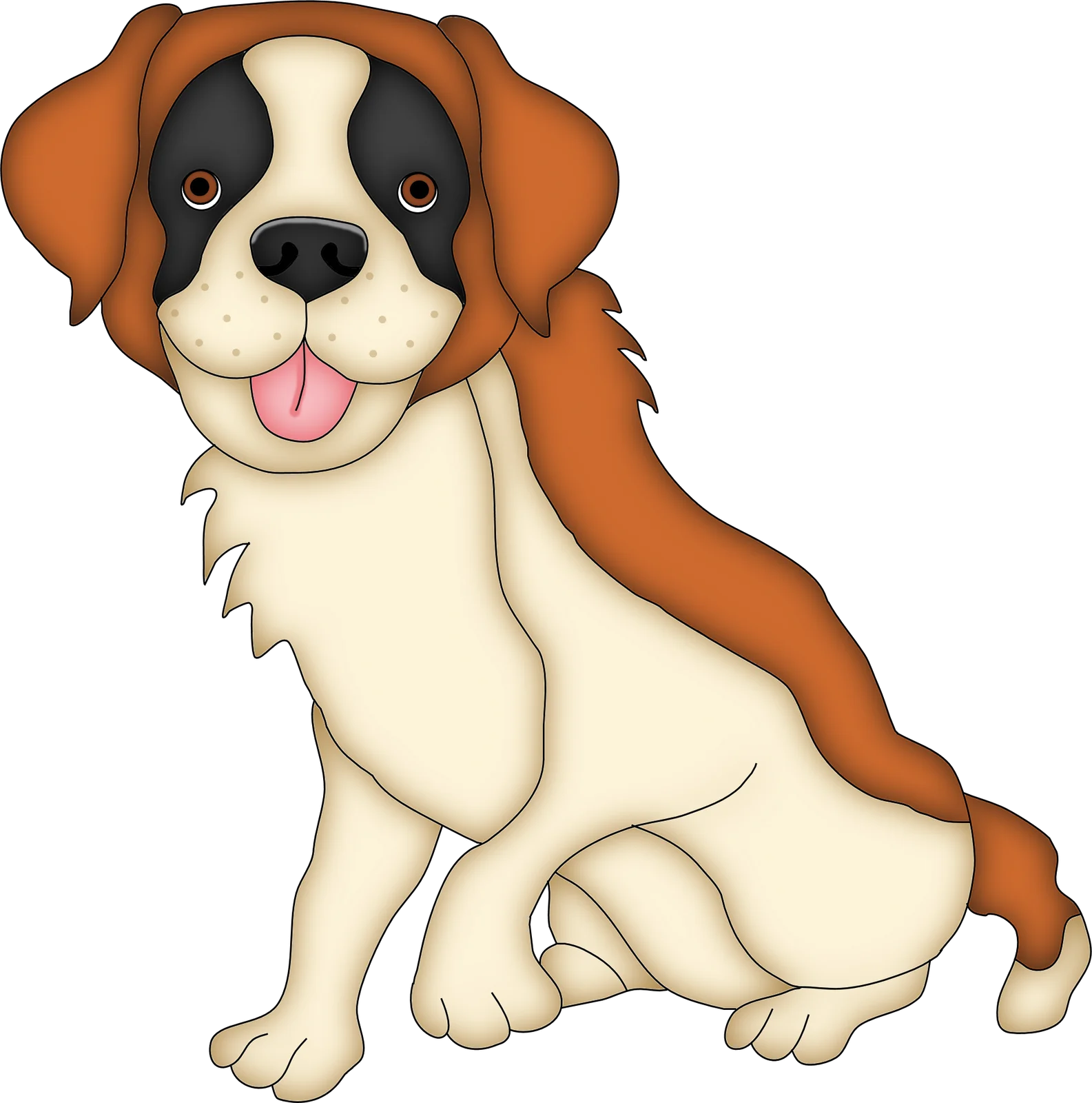 Adorable Saint Bernard Puppy Cartoon Clipart - Friendly Furry Friend