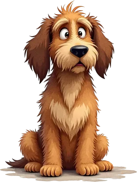 Adorable Shaggy Dog Clipart: Cute Cartoon Puppy with Expressive Eyes