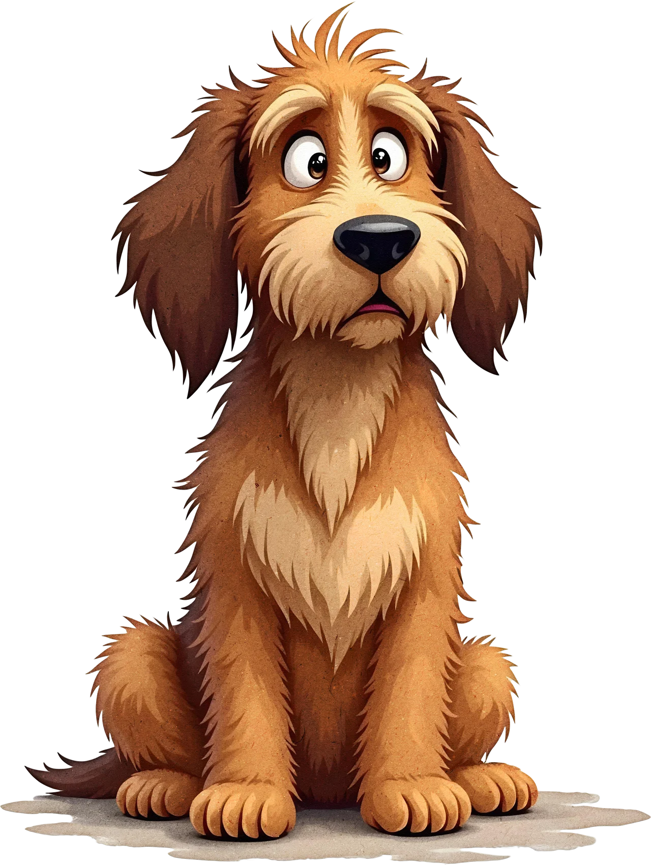 Adorable Shaggy Dog Clipart: Cute Cartoon Puppy with Expressive Eyes