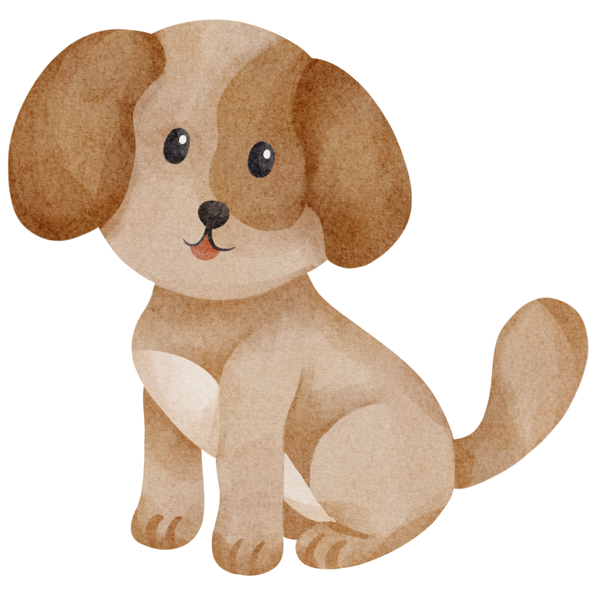 Adorable Soft-Toned Puppy Watercolor Clipart with Gentle Charm