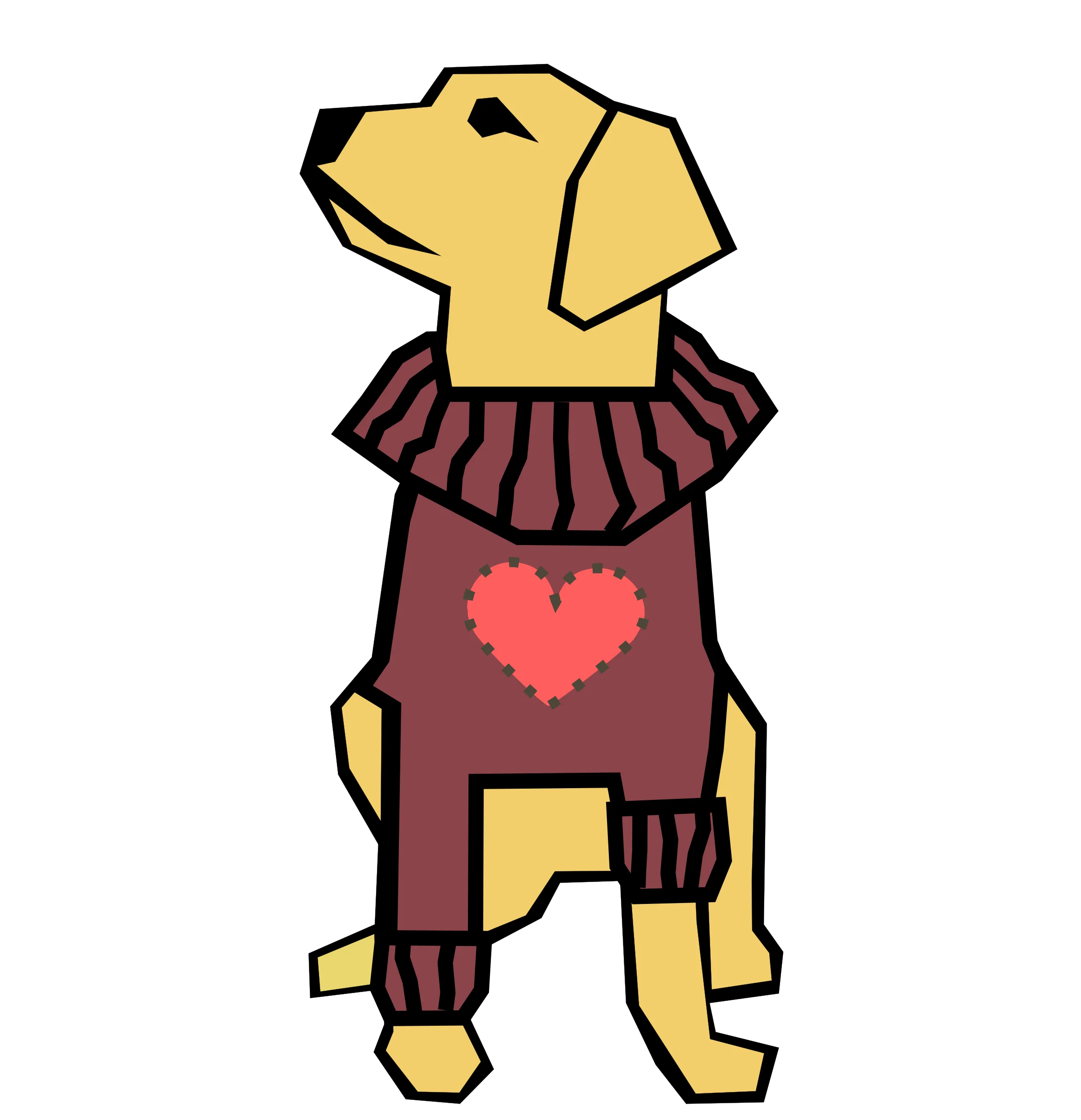 Adorable Yellow Labrador Wearing Cozy Maroon Sweater with Heart Clipart Design