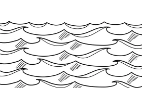 Black and White Wavy Ocean Waves Seamless Pattern Clipart Design