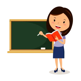 Cheerful Female Teacher Cartoon Clipart Illustration for Educational Resources