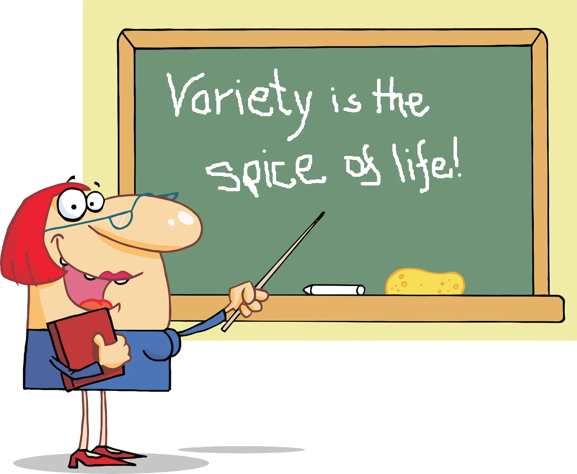 Cheerful Teacher Cartoon Clipart Illustrating Classroom Learning Motivation
