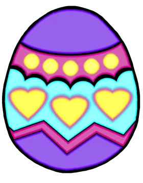 Colorful Easter Egg Clipart with Adorable Hearts and Geometric Patterns