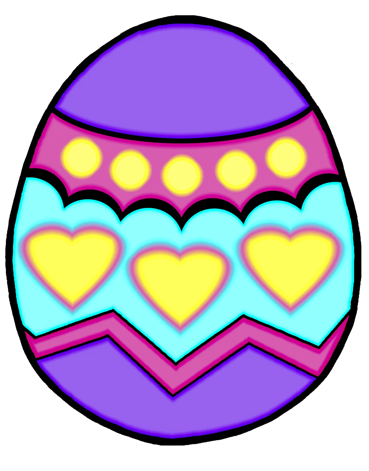 Colorful Easter Egg Clipart with Adorable Hearts and Geometric Patterns