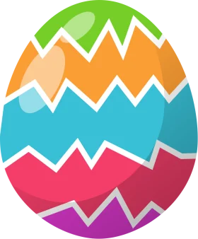 Colorful Geometric Easter Egg Clipart with Zigzag Layered Design