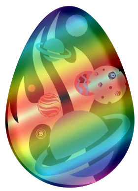 Cosmic Easter Egg Clipart: Whimsical Planetary Journey in Rainbow Spectrum