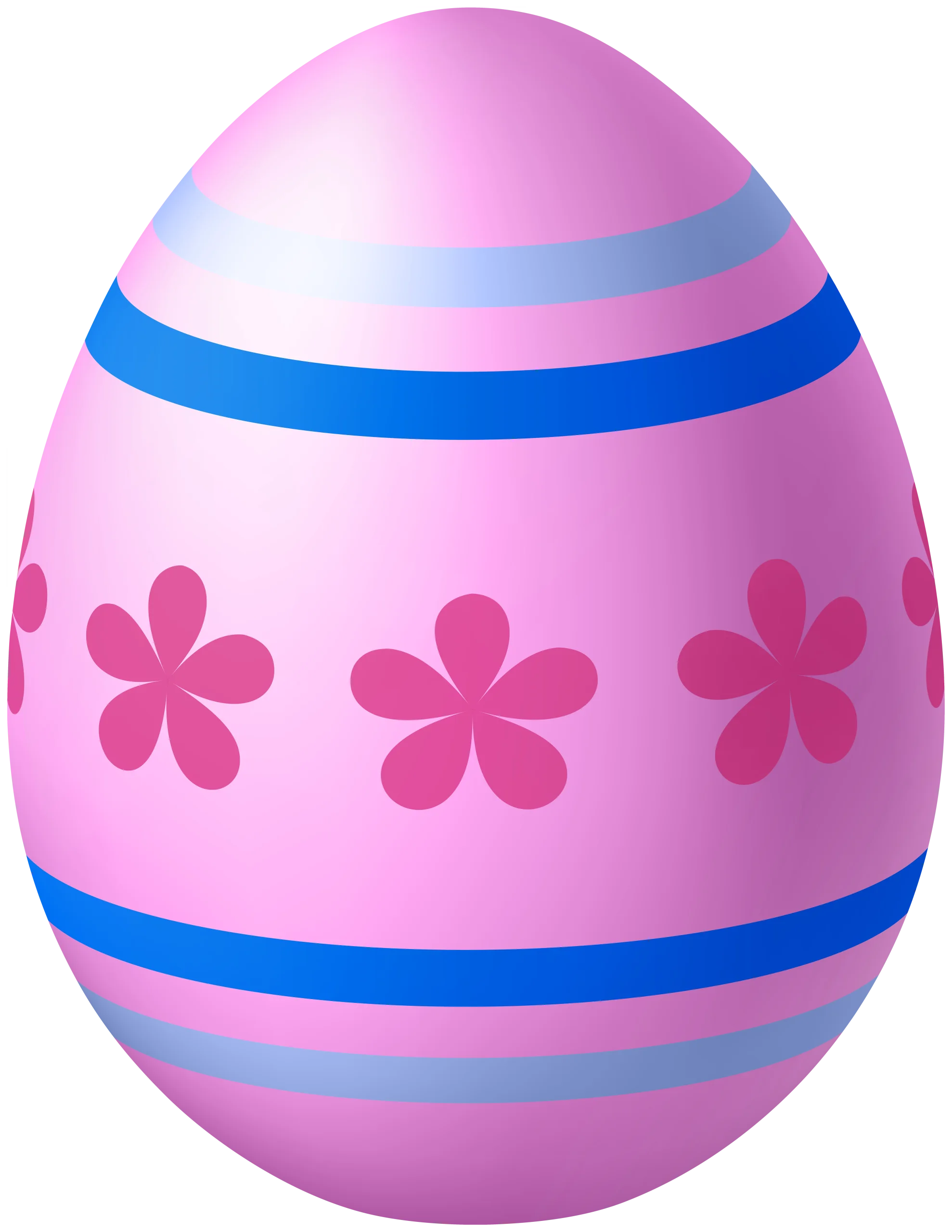 Delicate Pink Easter Egg Clipart with Soft Floral Pattern and Blue Stripes