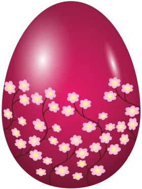 Delightful Pink Easter Egg Clipart with Charming Pastel Flower Blossoms