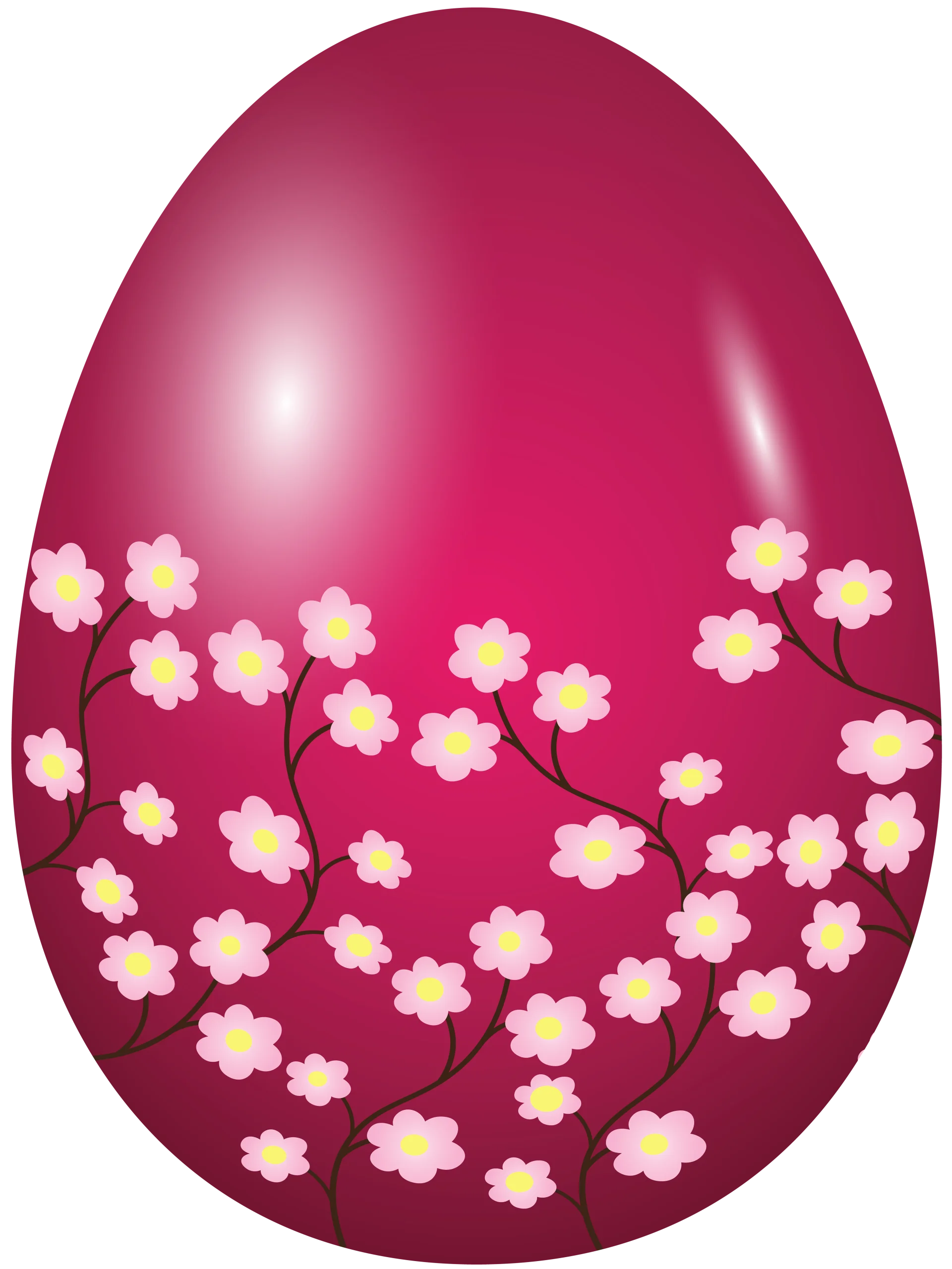 Delightful Pink Easter Egg Clipart with Charming Pastel Flower Blossoms