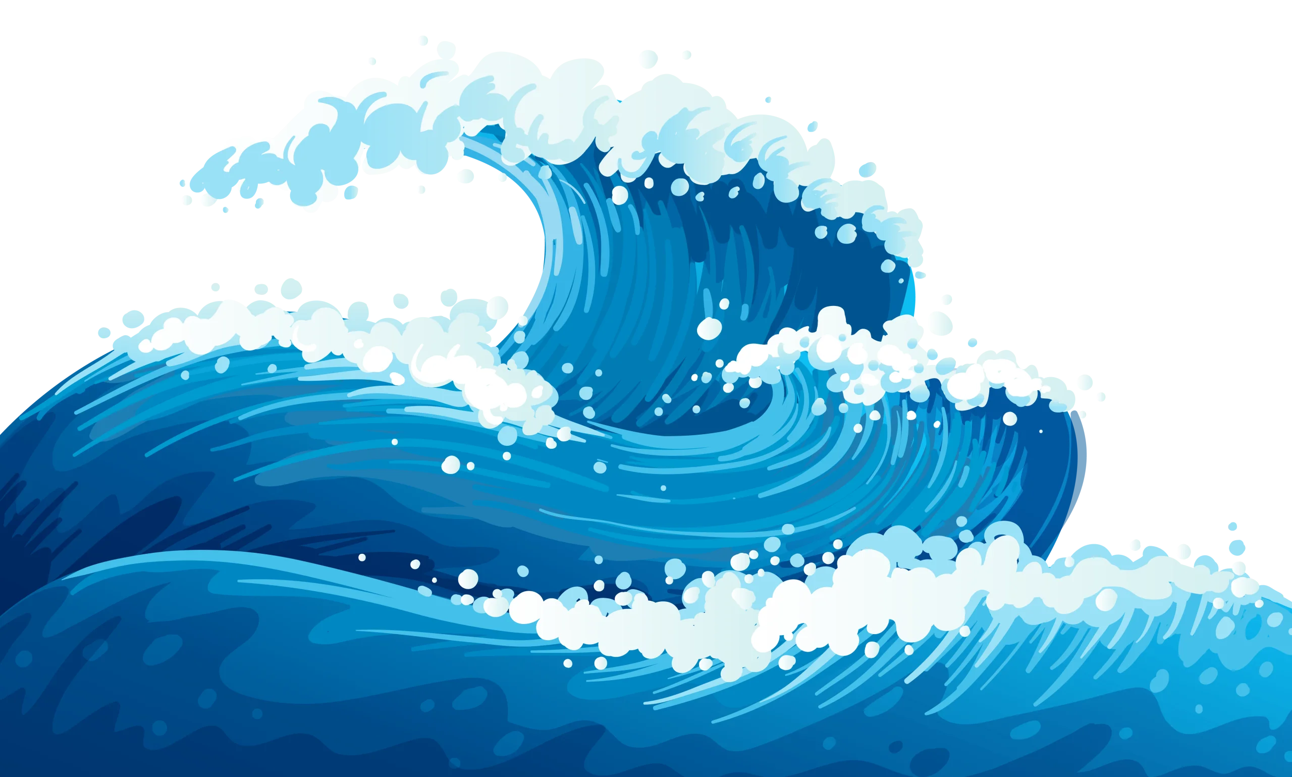Dynamic Ocean Waves Clipart - Swirling Blue Seascape Graphic Design Element