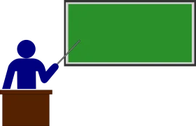 Educational Classroom Presentation Clipart with Instructor at Podium