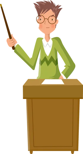 Educational Professional Presenting Lecture Clipart Illustration with Wooden Podium