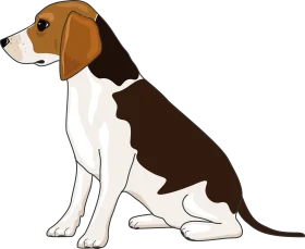 Elegant Beagle Dog Sitting Pose Vector Clipart Illustration Design