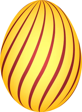 Elegant Easter Egg Clipart with Swirling Crimson Stripes on Golden Background
