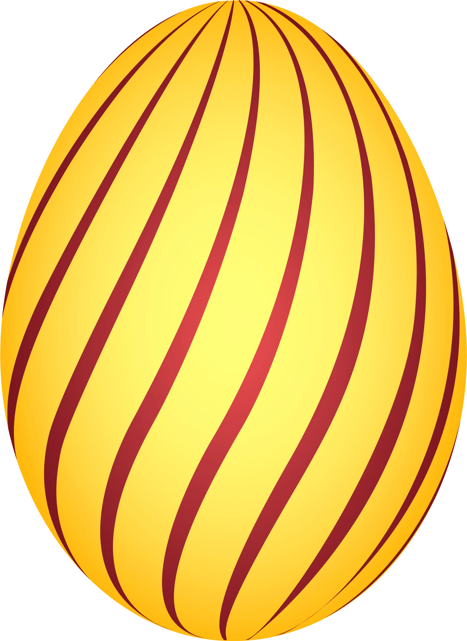 Elegant Easter Egg Clipart with Swirling Crimson Stripes on Golden Background