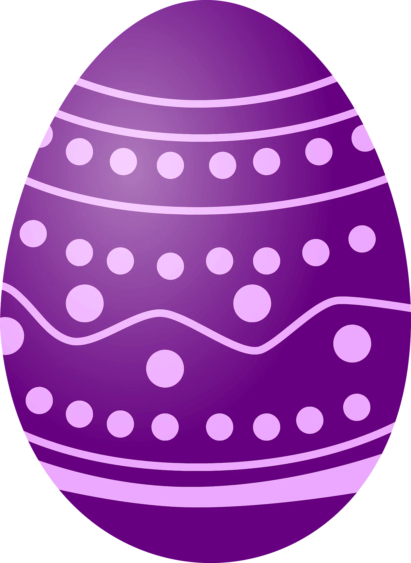Elegant Purple Easter Egg Clipart with Decorative Polka Dot Patterns and Wavy Lines