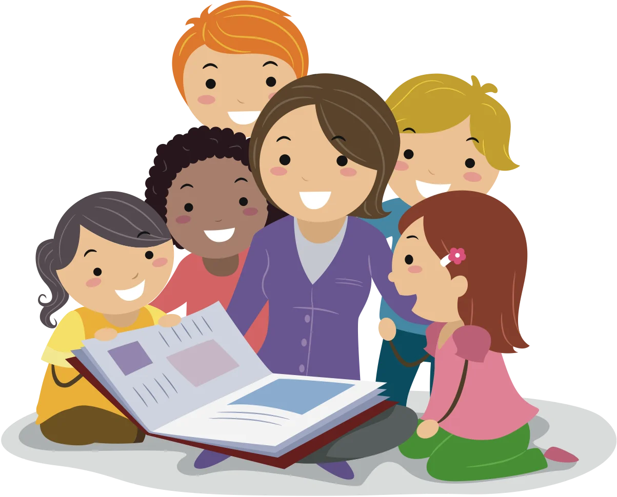 Engaging Elementary School Teacher Sharing Knowledge with Diverse Students Clipart