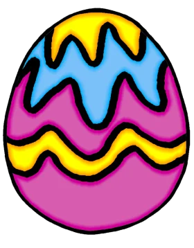 Festive Easter Egg Clipart with Wavy Layers of Bright Color Bands