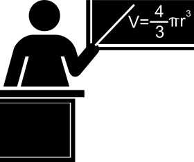 Mathematical Teaching Clipart: Instructor Explaining Volume Calculation Formula