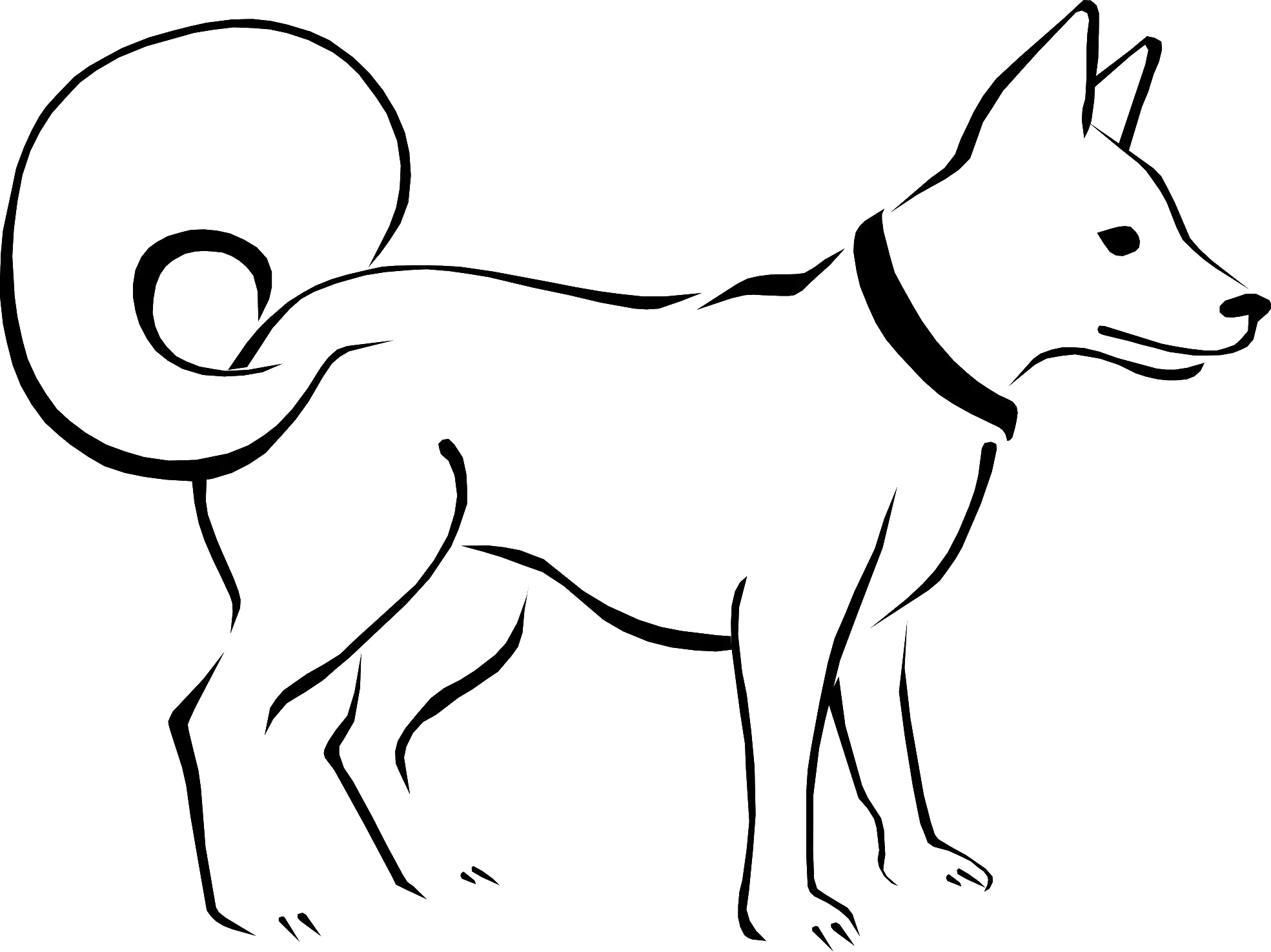 Minimalist Black and White Canine Clipart - Simple Stylized Dog Illustration