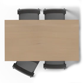 Minimalist Office Conference Table Clipart with Four Ergonomic Chairs Top View