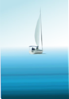 Minimalist Serene Sailboat Gliding Across Tranquil Ocean Waves Clipart Design