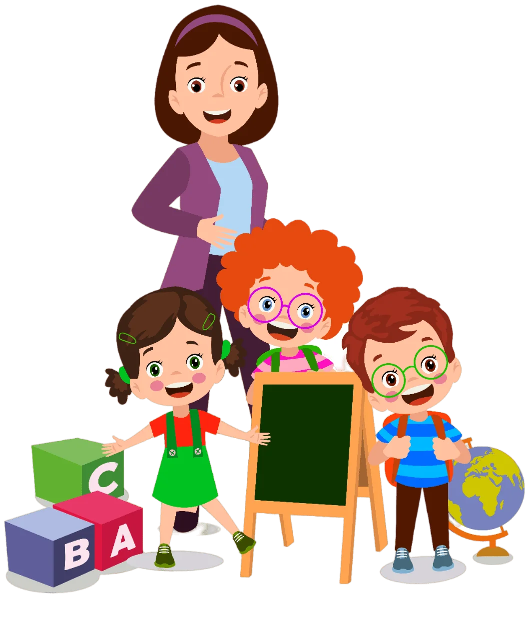 Playful Educational Clipart Showcasing Diverse Children Learning and Exploring