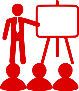Professional Teaching Clipart Illustration of Presenter Guiding Audience Members