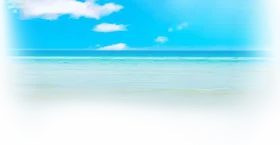 Serene Ocean Horizon Clipart: Tranquil Blue Waters and Soft Clouded Sky Landscape