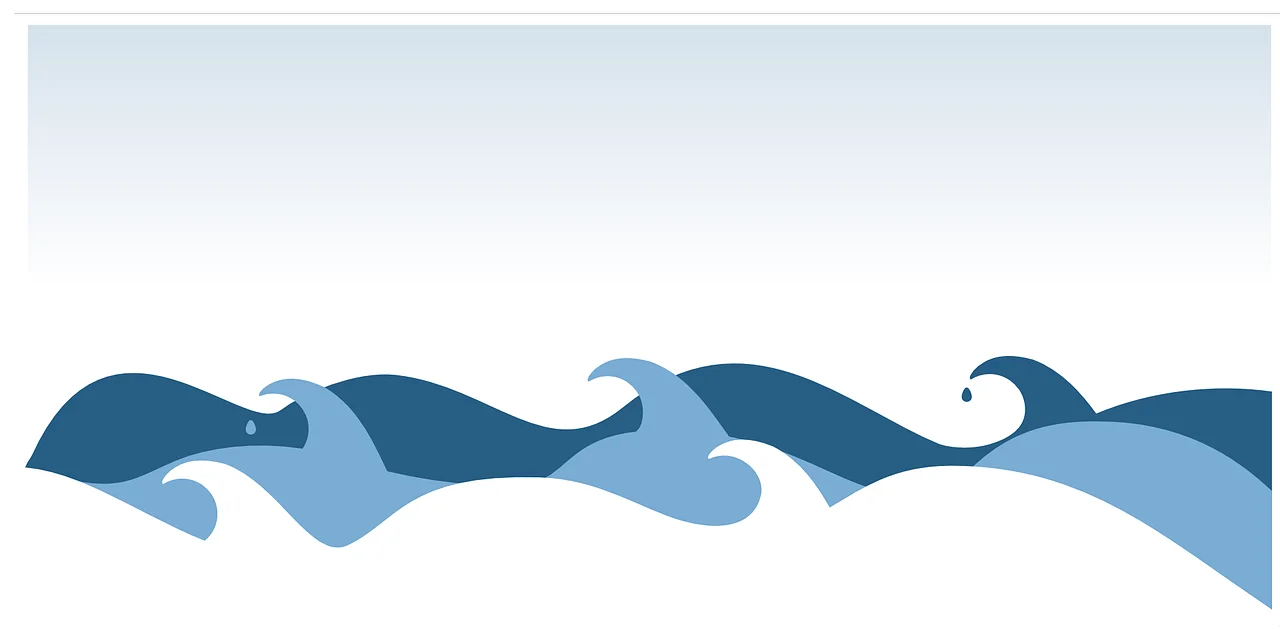 Serene Ocean Waves Clipart - Minimalist Blue Nautical Design Illustration