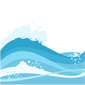 Serene Ocean Waves Clipart: Tranquil Blue Aquatic Design with Flowing Water Illustration