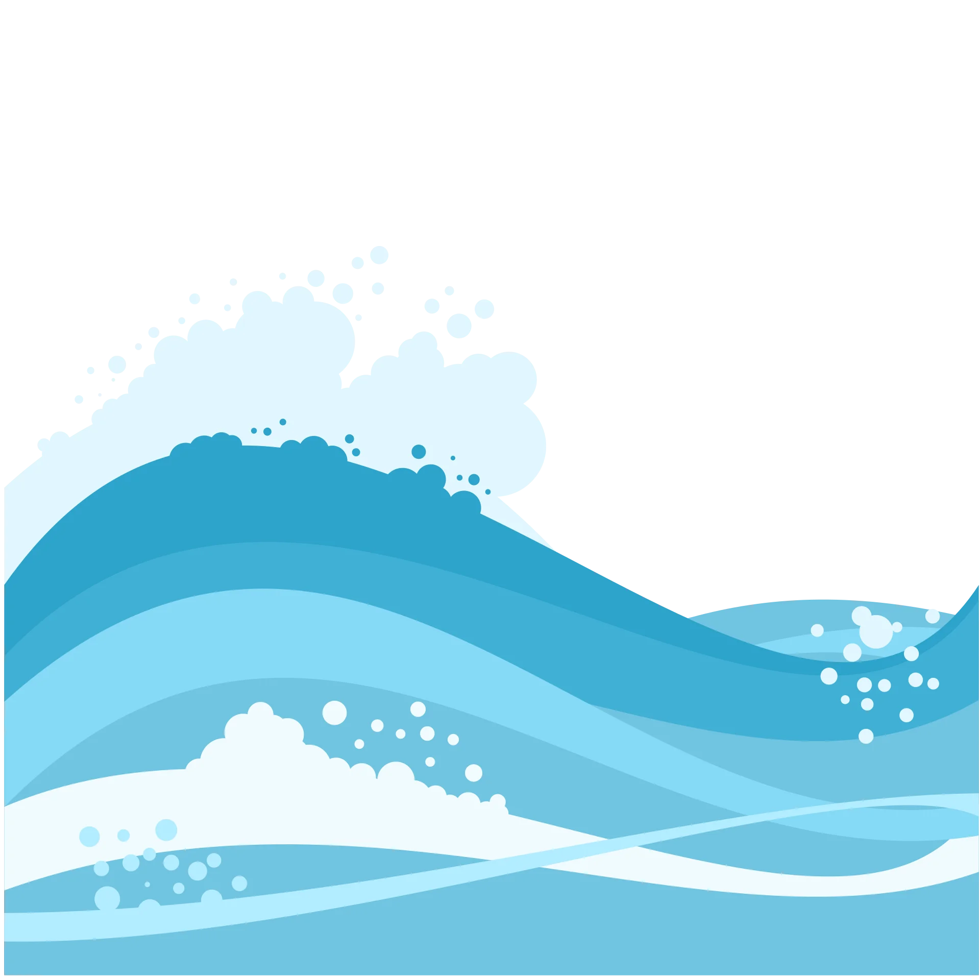 Serene Ocean Waves Clipart: Tranquil Blue Aquatic Design with Flowing Water Illustration