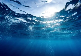 Underwater Ocean Seascape Clipart: Sunlight Piercing Through Crystalline Blue Waters