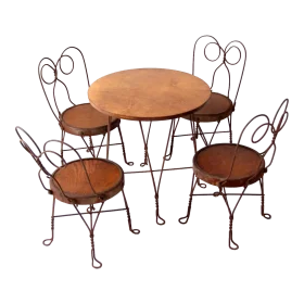 Vintage Ice Cream Parlor Style Wooden and Metal Bistro Clipart Set