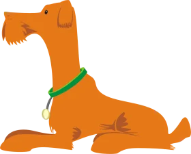 Whimsical Orange Dog Sitting Stylized Cartoon Clipart Illustration