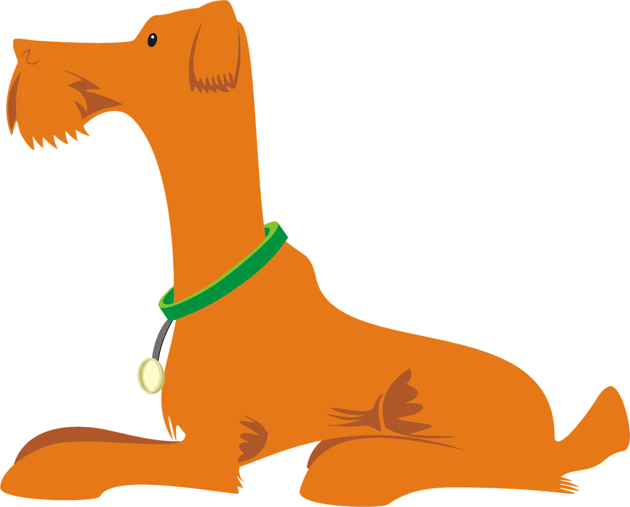 Whimsical Orange Dog Sitting Stylized Cartoon Clipart Illustration