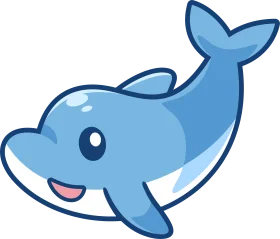 Adorable Blue Cartoon Dolphin Clipart - Cute Marine Creature Illustration