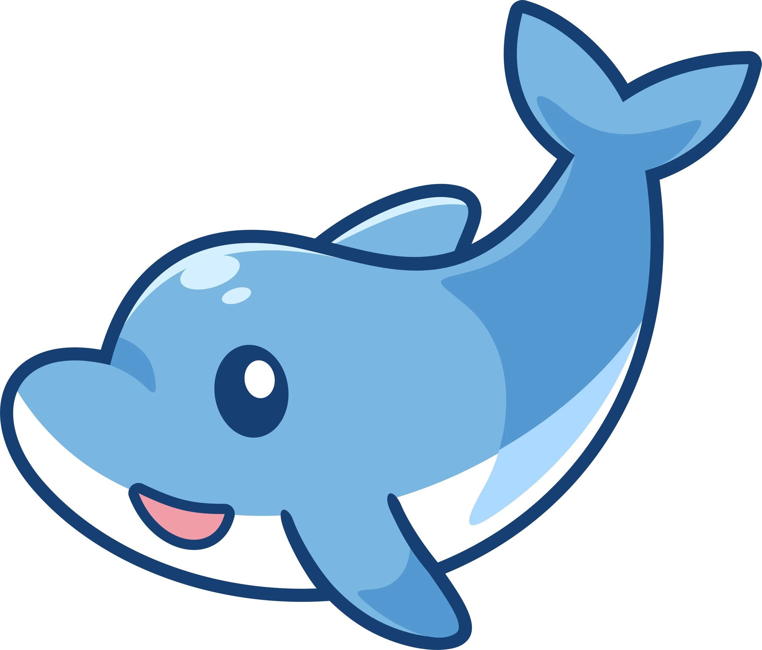 Adorable Blue Cartoon Dolphin Clipart - Cute Marine Creature Illustration