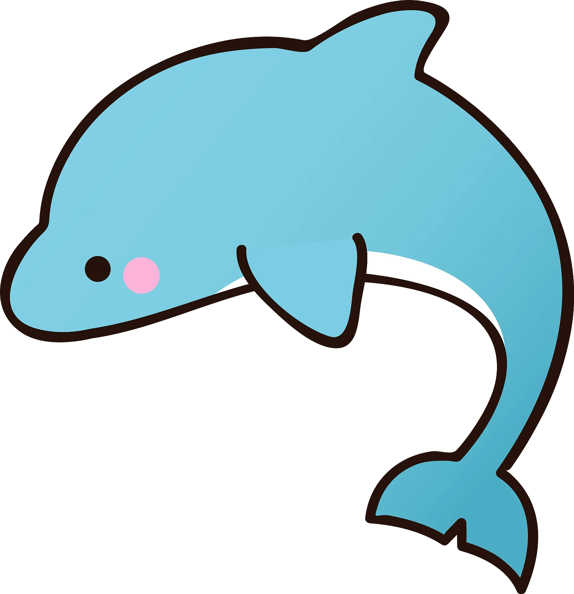Adorable Blue Cartoon Dolphin Clipart with Cute Rounded Features