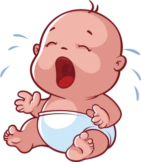 Adorable Cartoon Baby Crying Clipart - Emotional Infant Illustration
