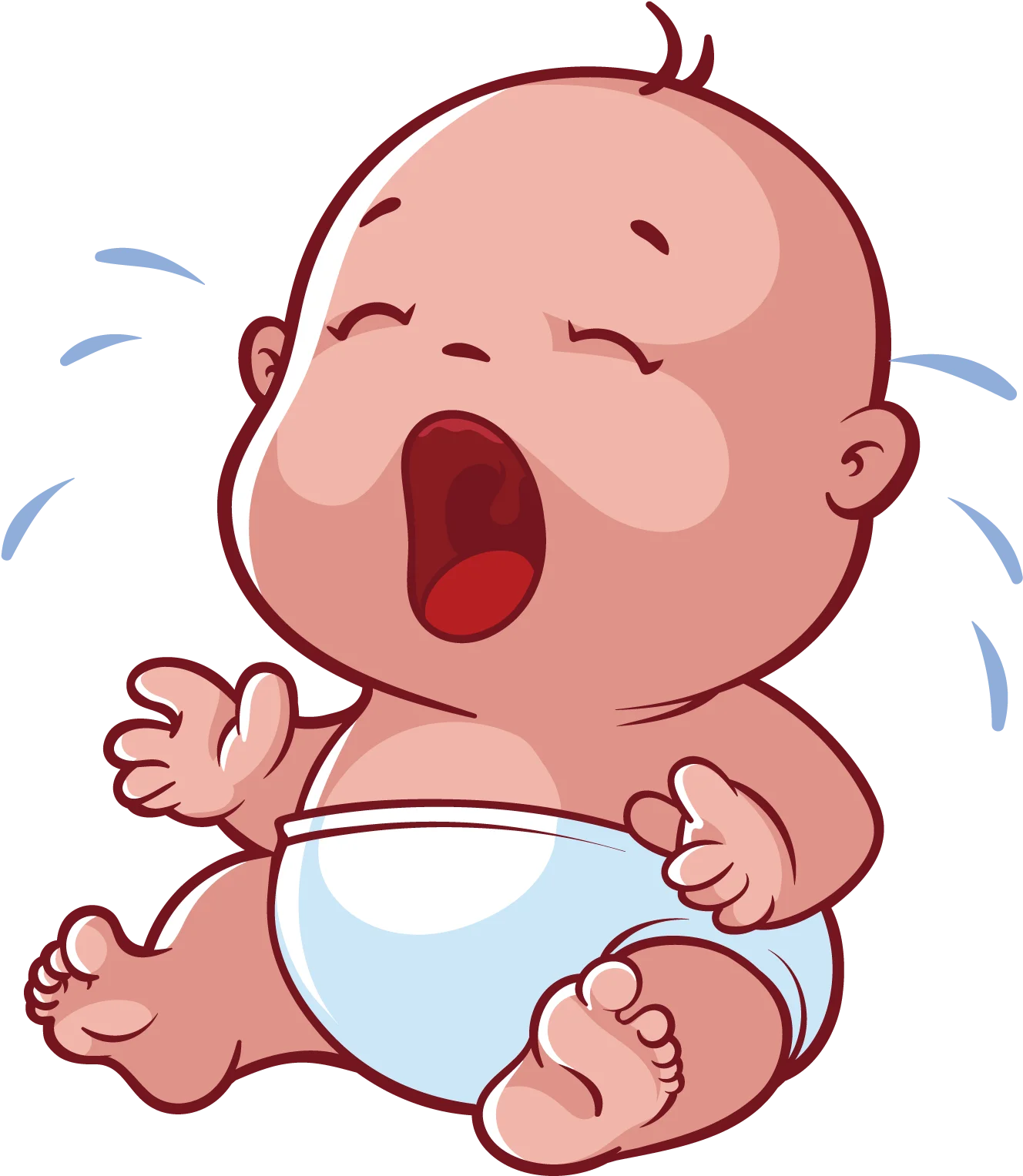 Adorable Cartoon Baby Crying Clipart - Emotional Infant Illustration