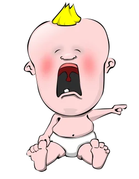 Adorable Cranky Baby Clipart Illustration - Emotional Tantrum Moment
