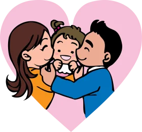 Adorable Family Love Moment Cartoon Clipart Illustration of Parental Affection