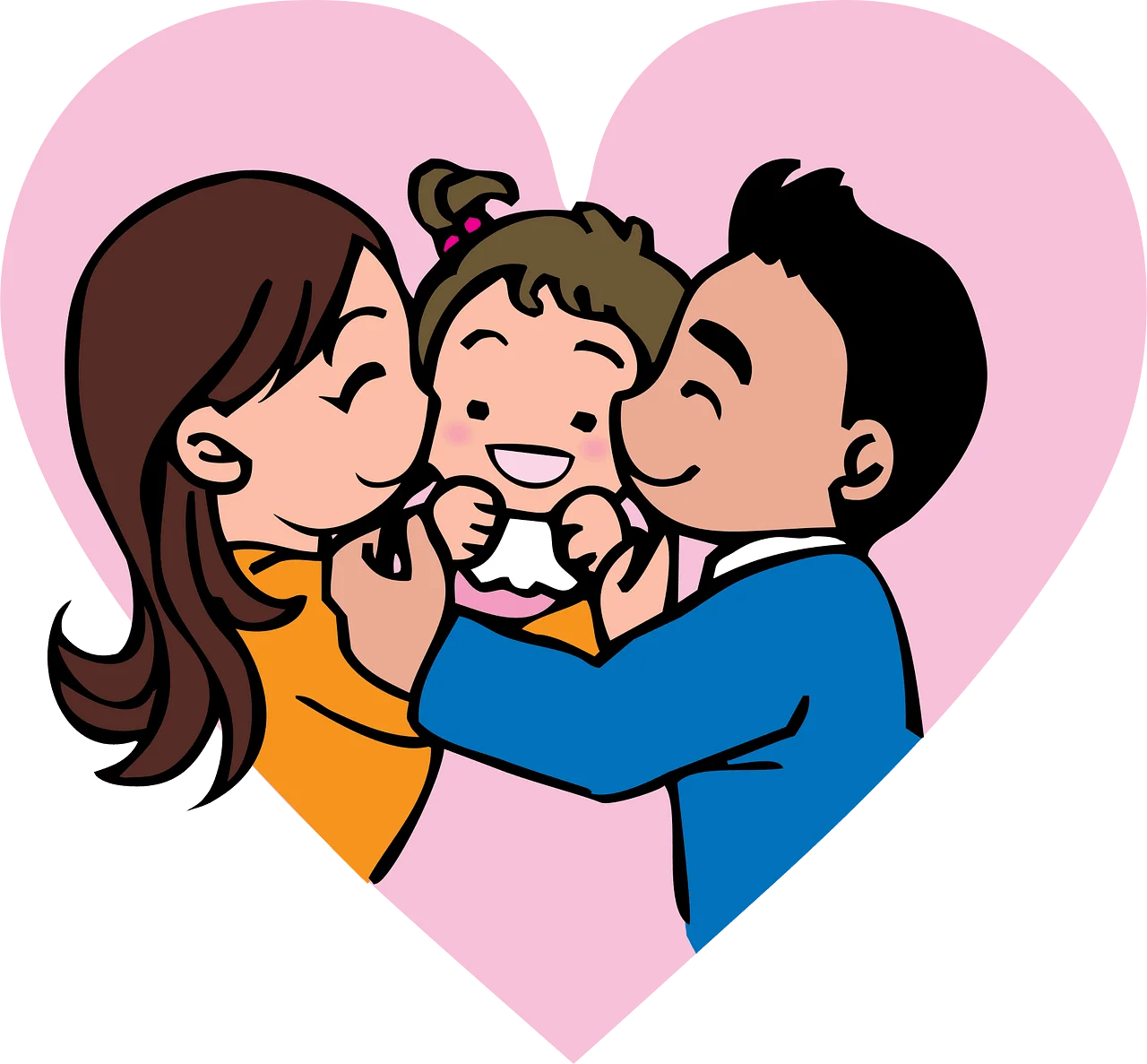 Adorable Family Love Moment Cartoon Clipart Illustration of Parental Affection