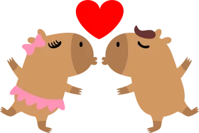 Adorable Hamster Couple in Love Sharing Romantic Clipart Moment
