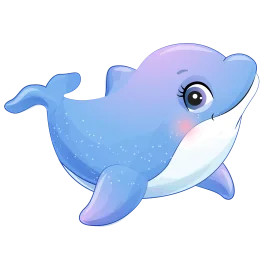 Adorable Pastel Blue Cartoon Dolphin Clipart Illustration for Kids