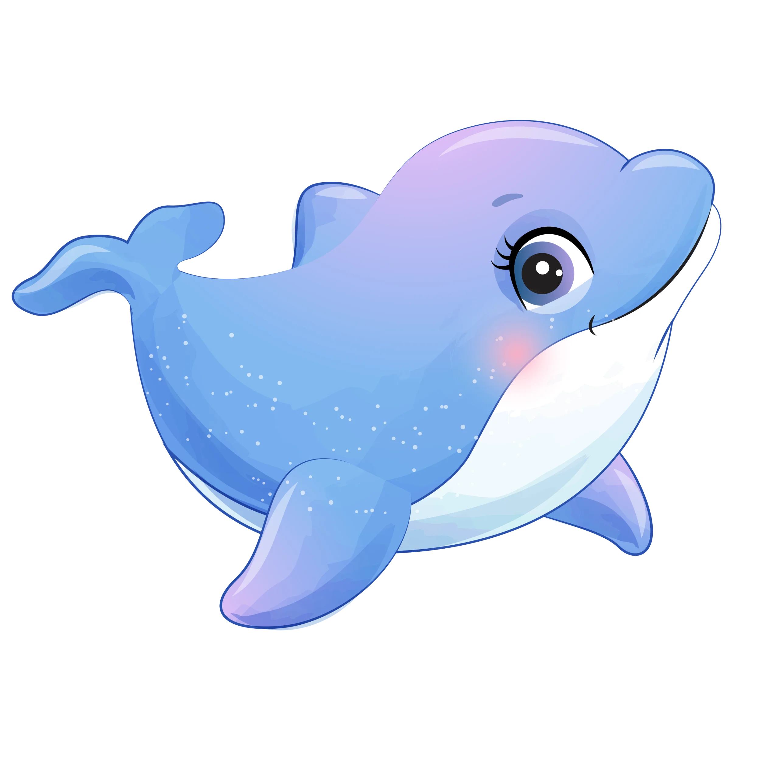 Adorable Pastel Blue Cartoon Dolphin Clipart Illustration for Kids